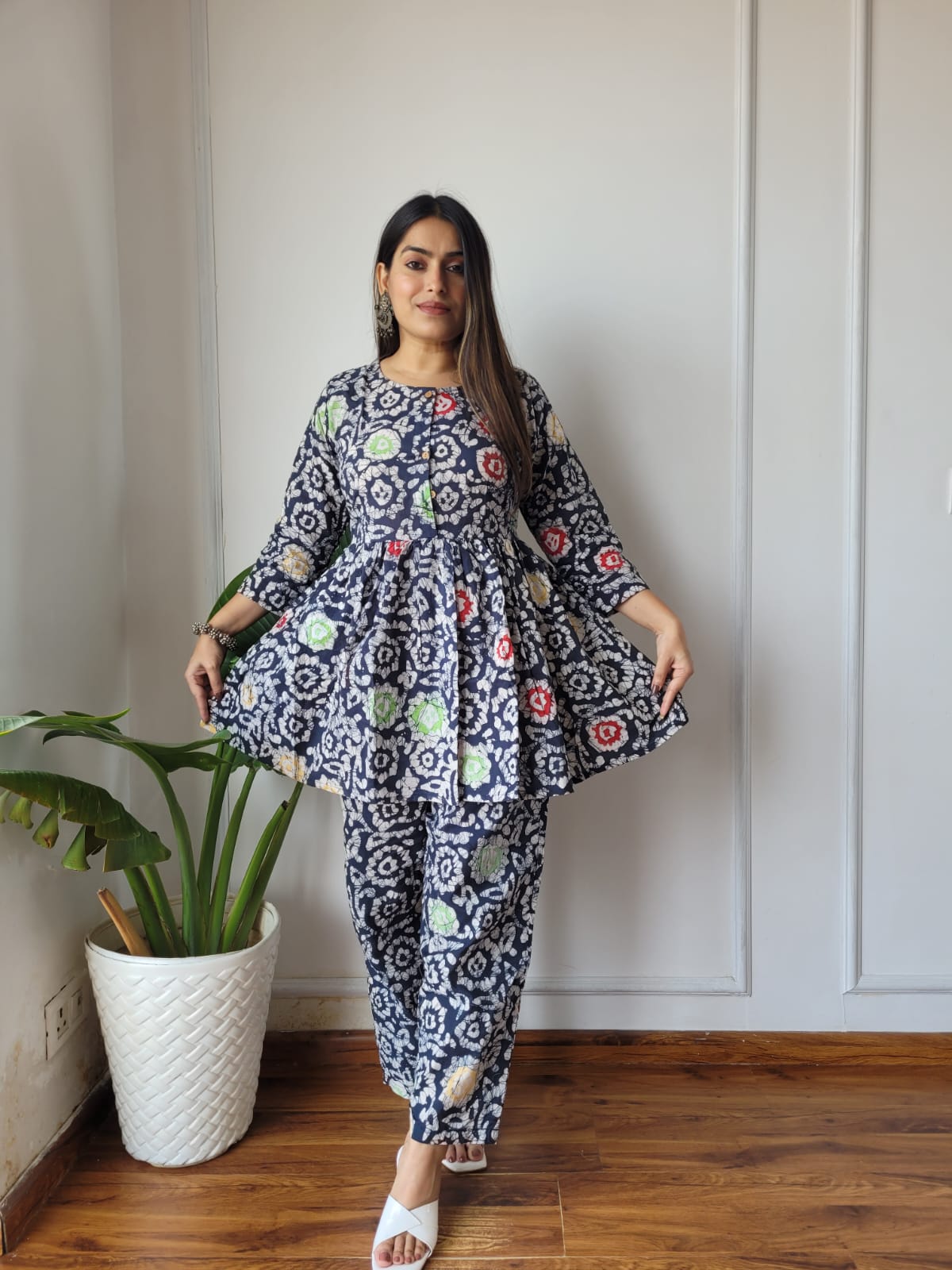 Cotton Handblock Print Women Co-ord Sets Kurti Pant