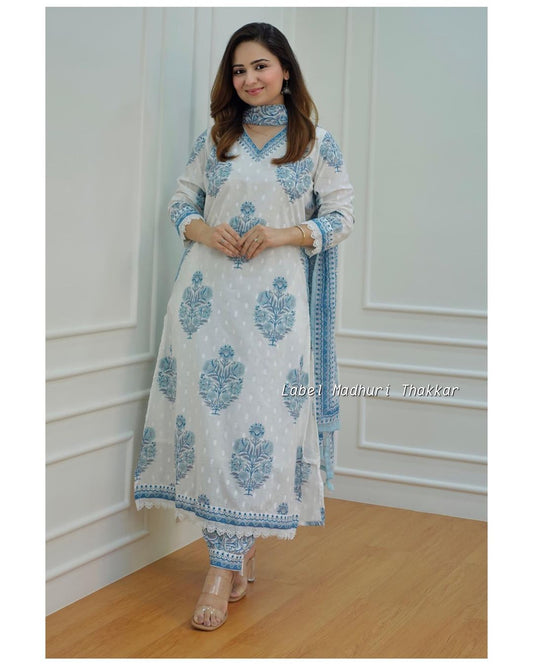 Anarkali Suit Set Kurti Pant Dupatta