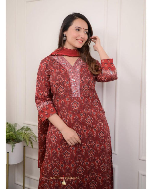Afghani Suit Kurti Pant Dupatta Cotton
