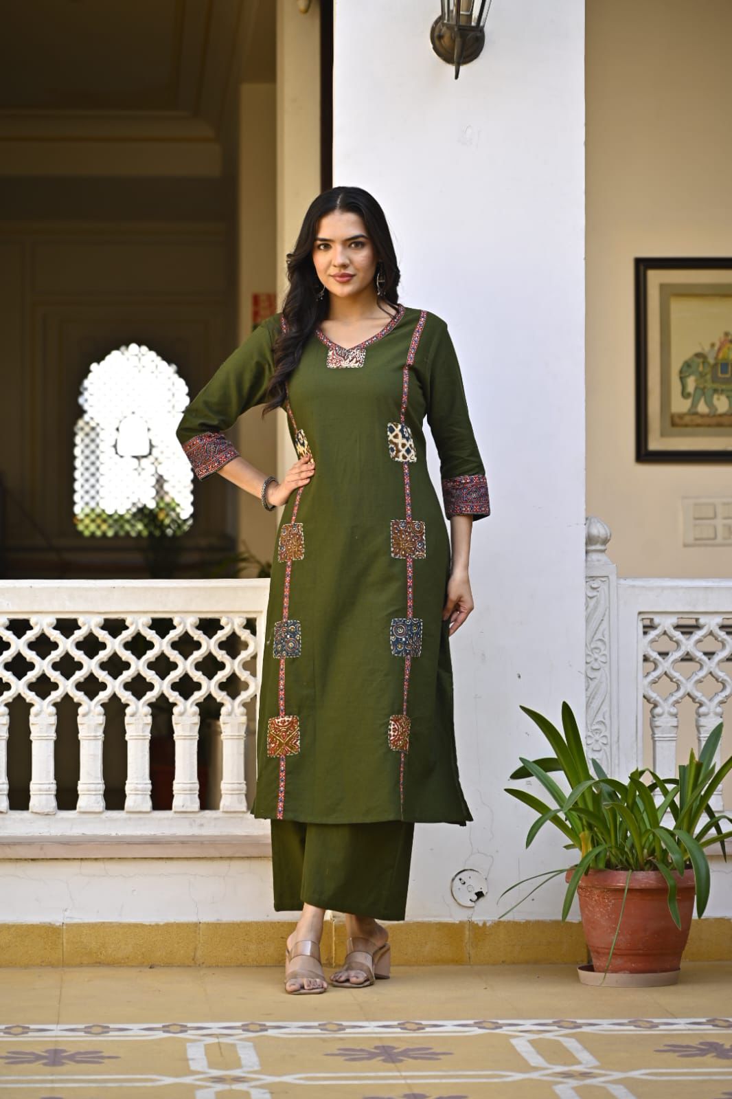 Cotton Kurti Pant with beautiful patch work