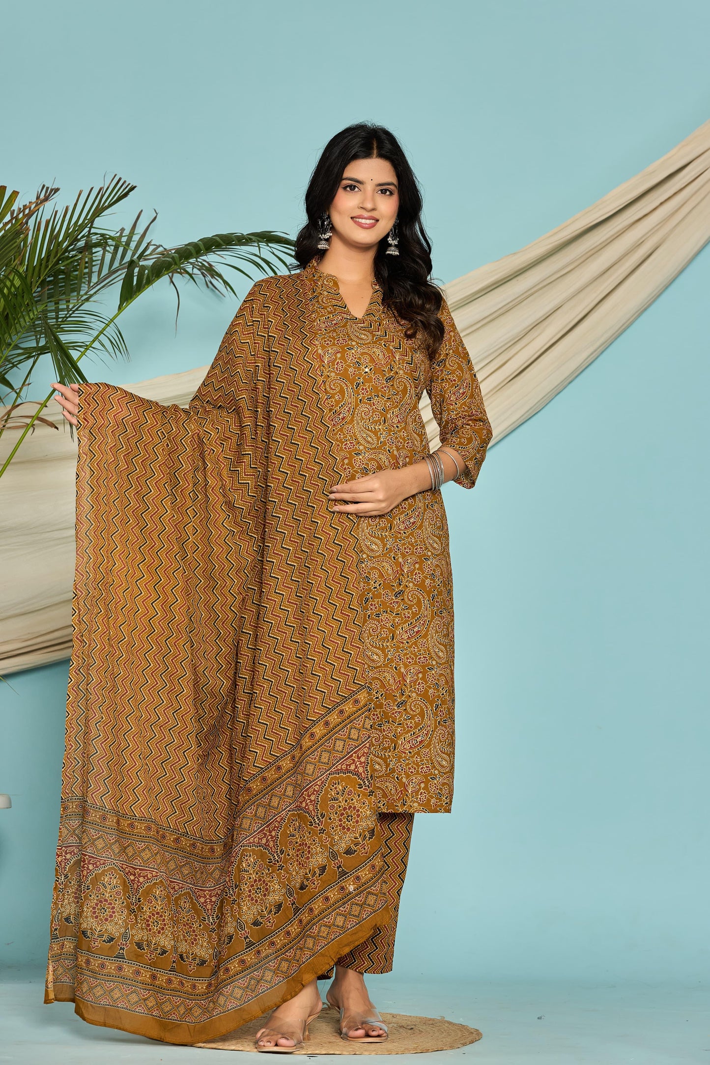 Jaipuri suits cotton kurti pant dupatta sanganeri print dress