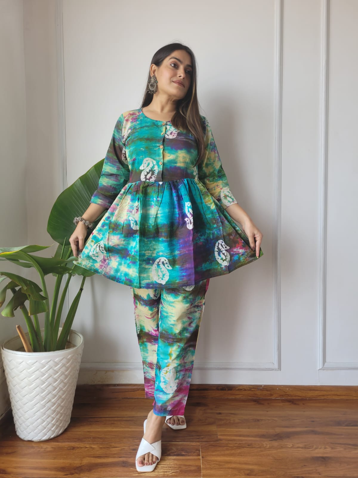 Cotton Handblock Print Women Co-ord Sets Kurti Pant