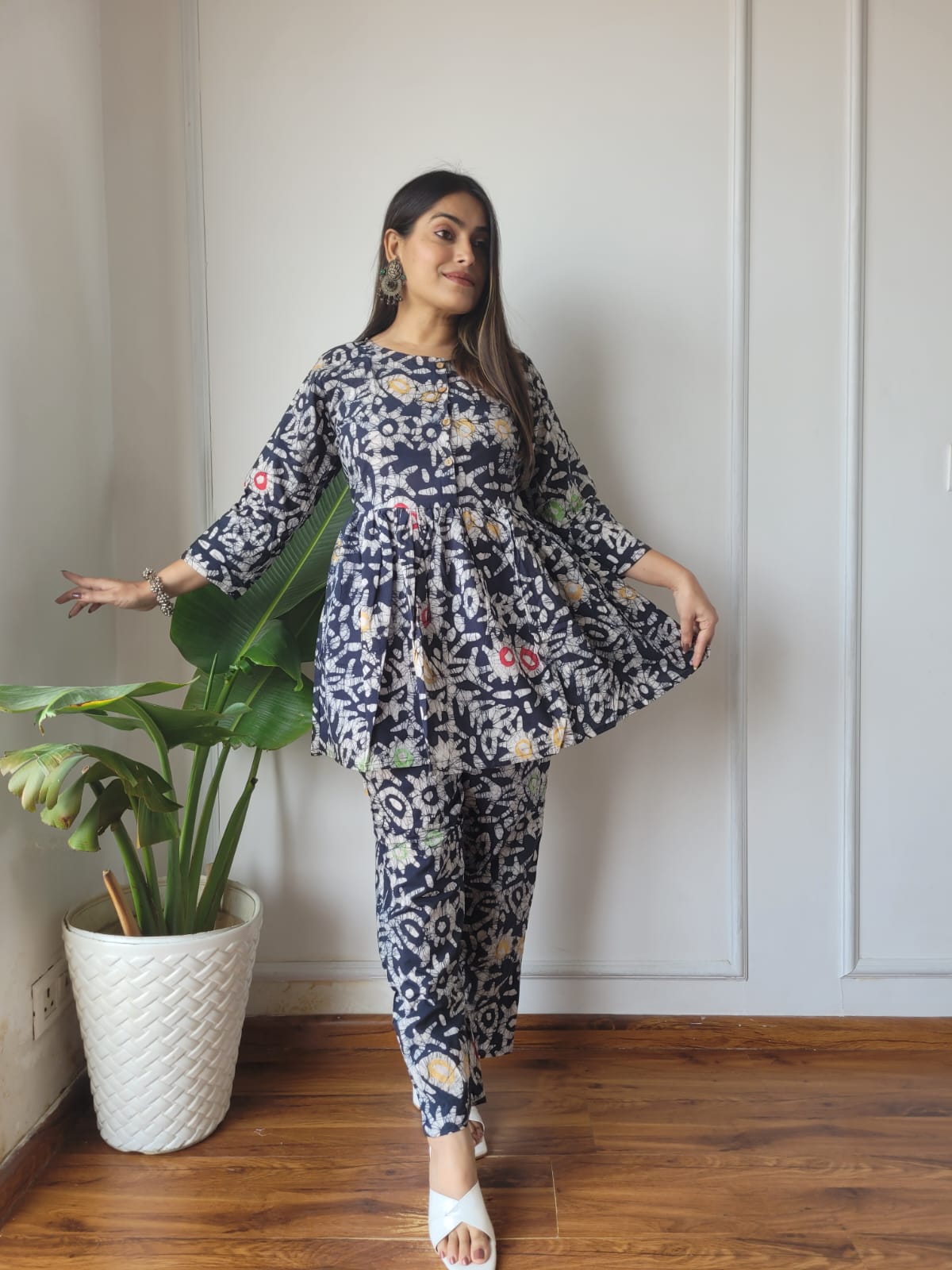 Cotton Handblock Print Women Co-ord Sets Kurti Pant