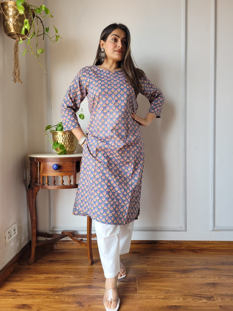 Handblock Print Cotton Kurti Pant