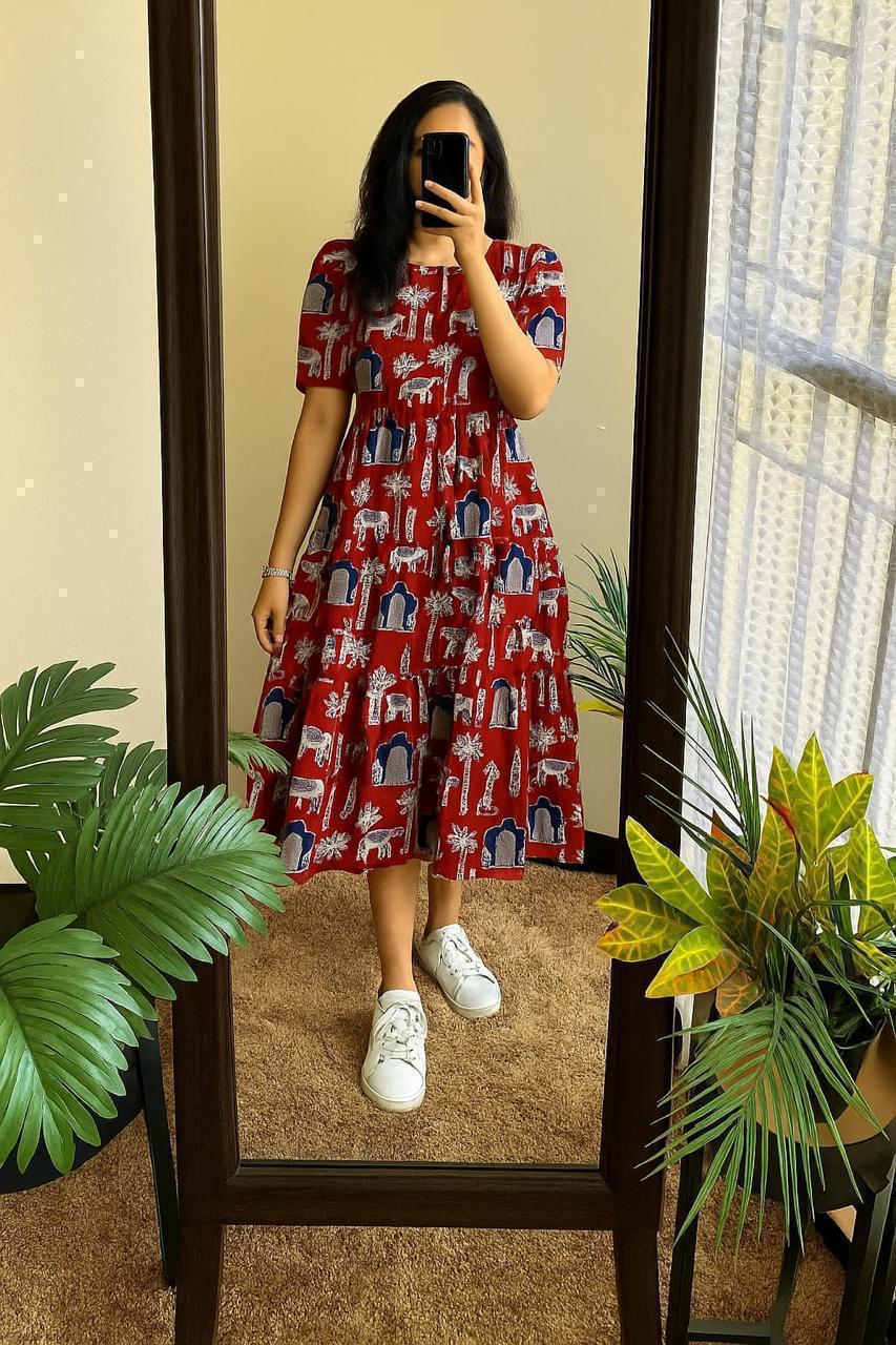 Printed Premium Cotton Midi Kurti Casual Wear