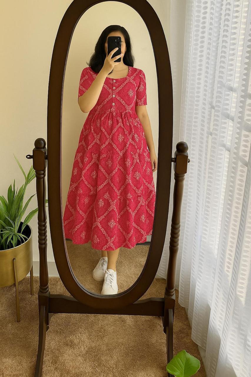 Midi Frock Printed Cotton