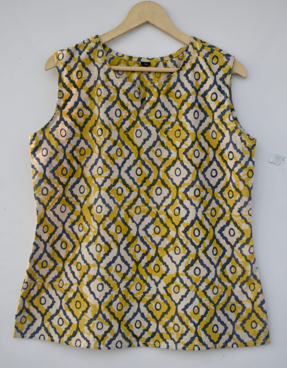 Cotton sleeveless tops kurti handblock print handmade natural colors