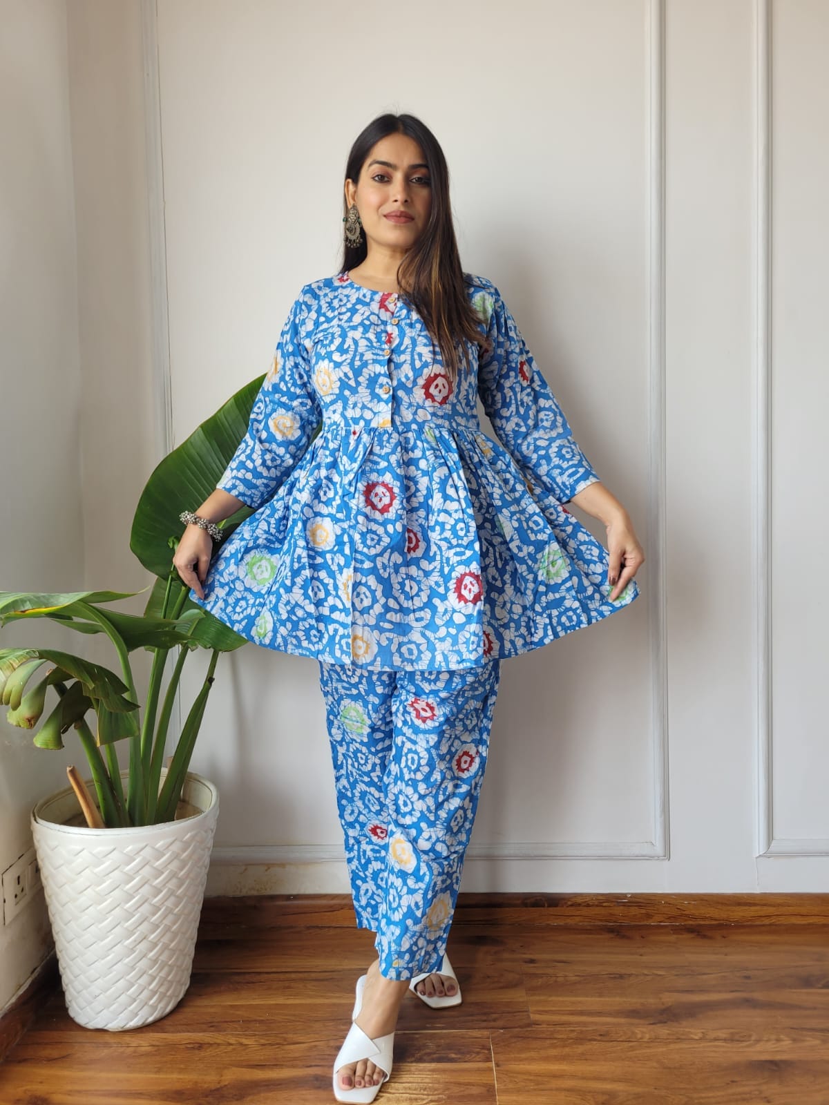 Cotton Handblock Print Women Co-ord Sets Kurti Pant