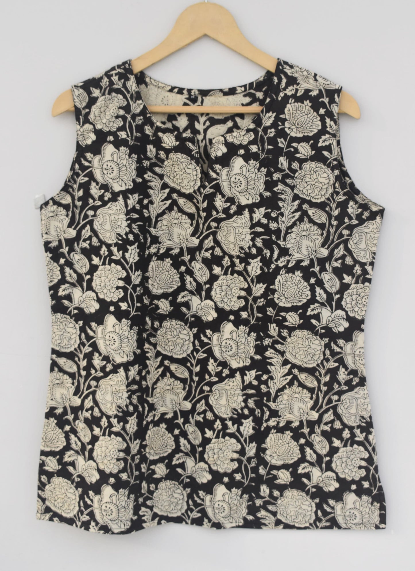 Cotton sleeveless tops kurti handblock print handmade natural colors