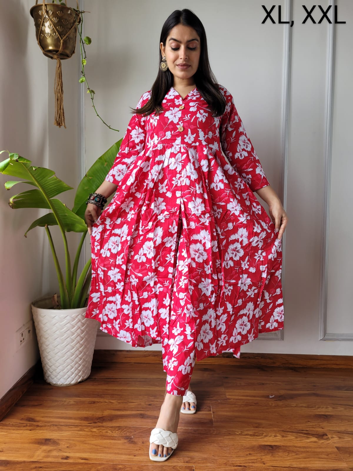 Nyra Cut Handblock Printed Cotton Kurti Pant Set Dress