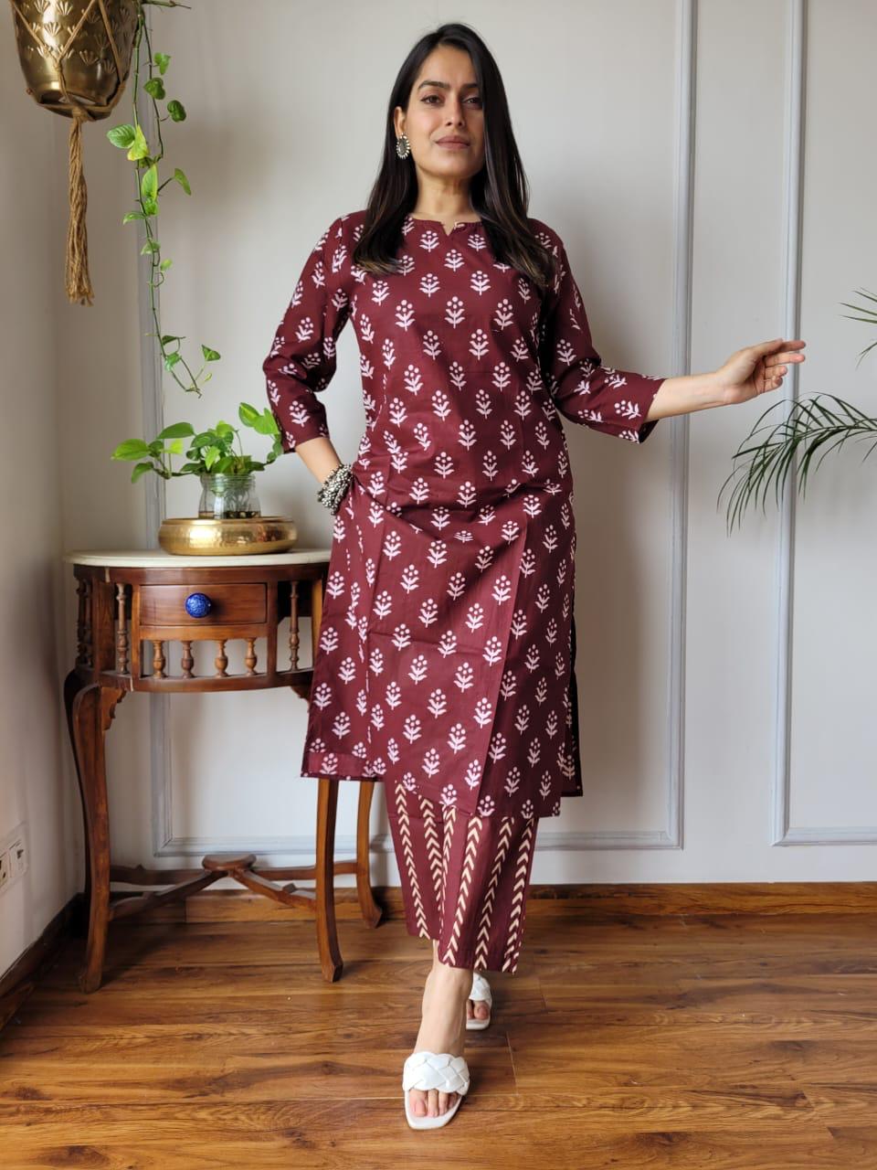 Handblock Print Cotton Kurti Pant