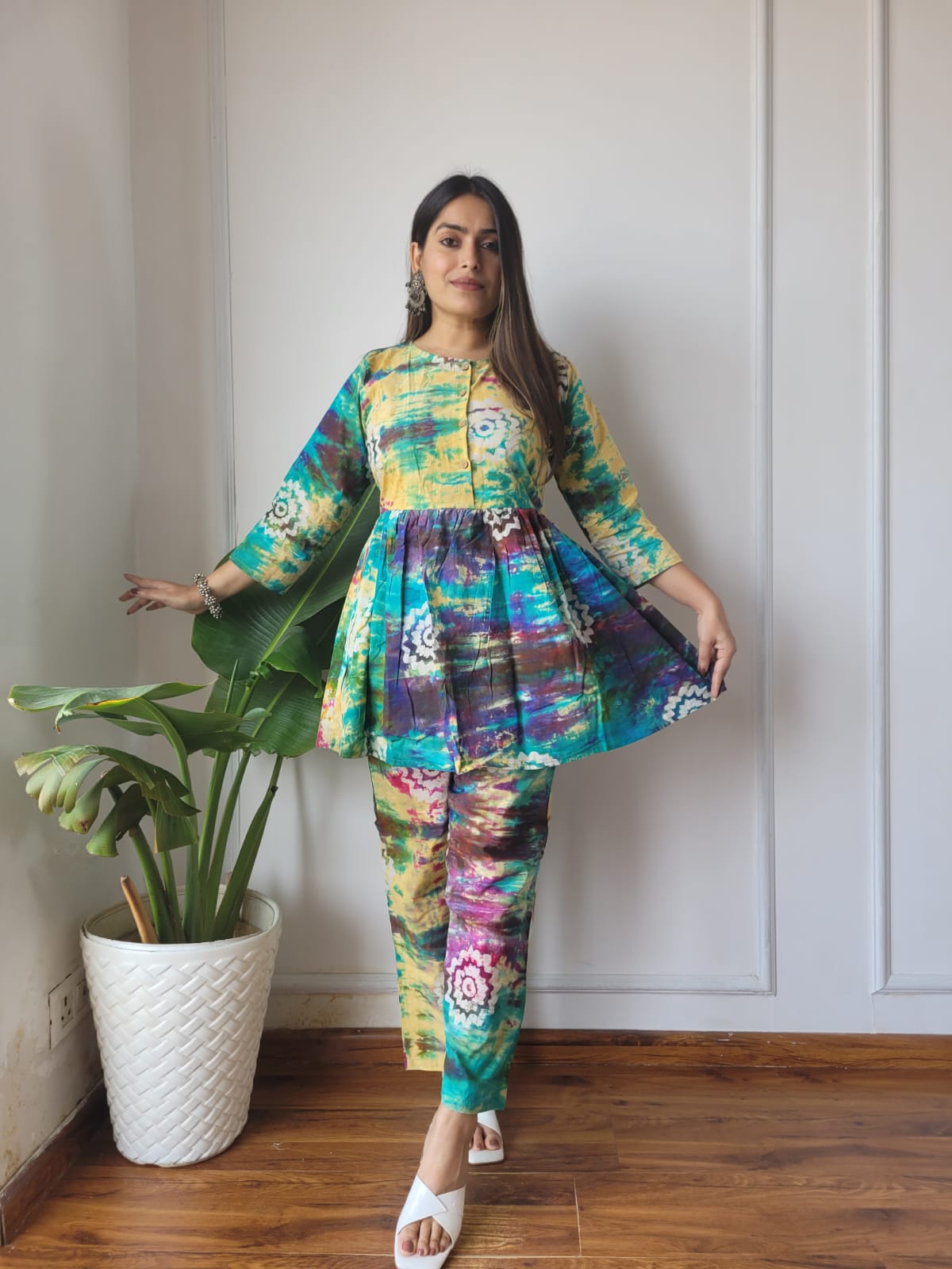 Cotton Handblock Print Women Co-ord Sets Kurti Pant