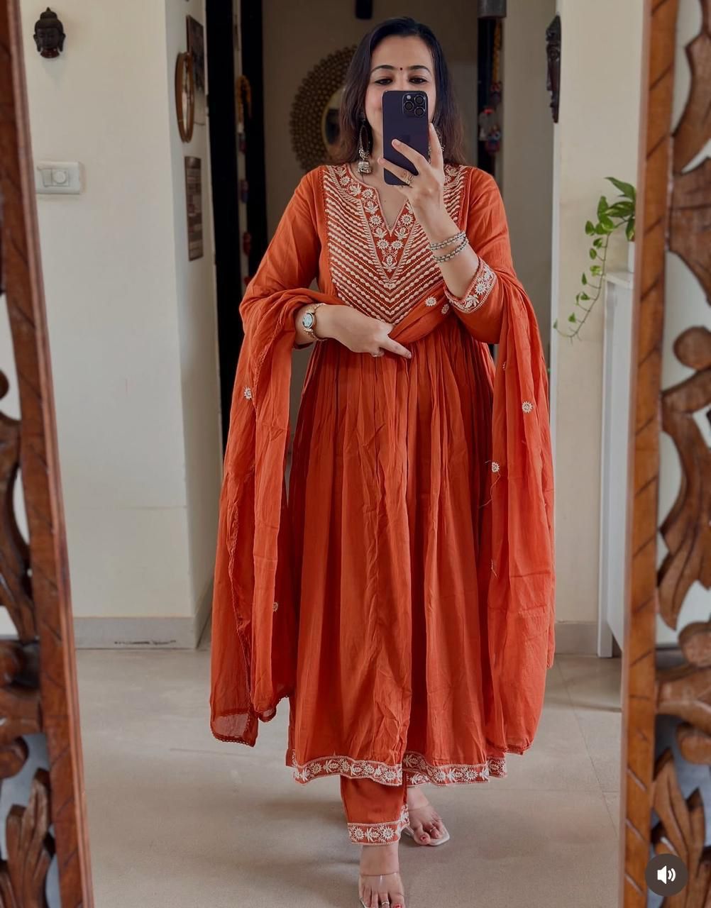 Premium Quality Cotton Kurti Pant Dupatta Embroidery On Neck