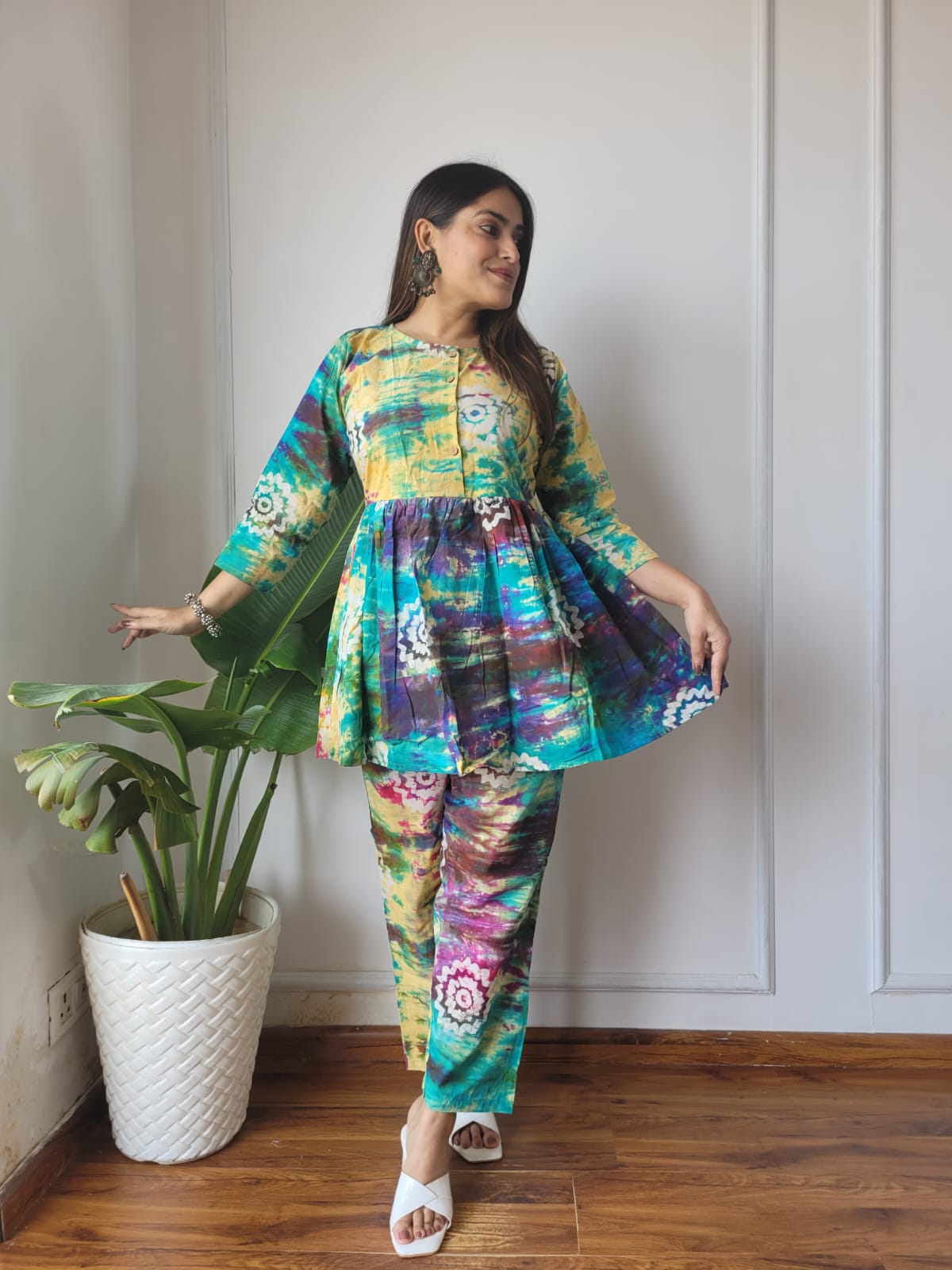 Cotton Handblock Print Women Co-ord Sets Kurti Pant