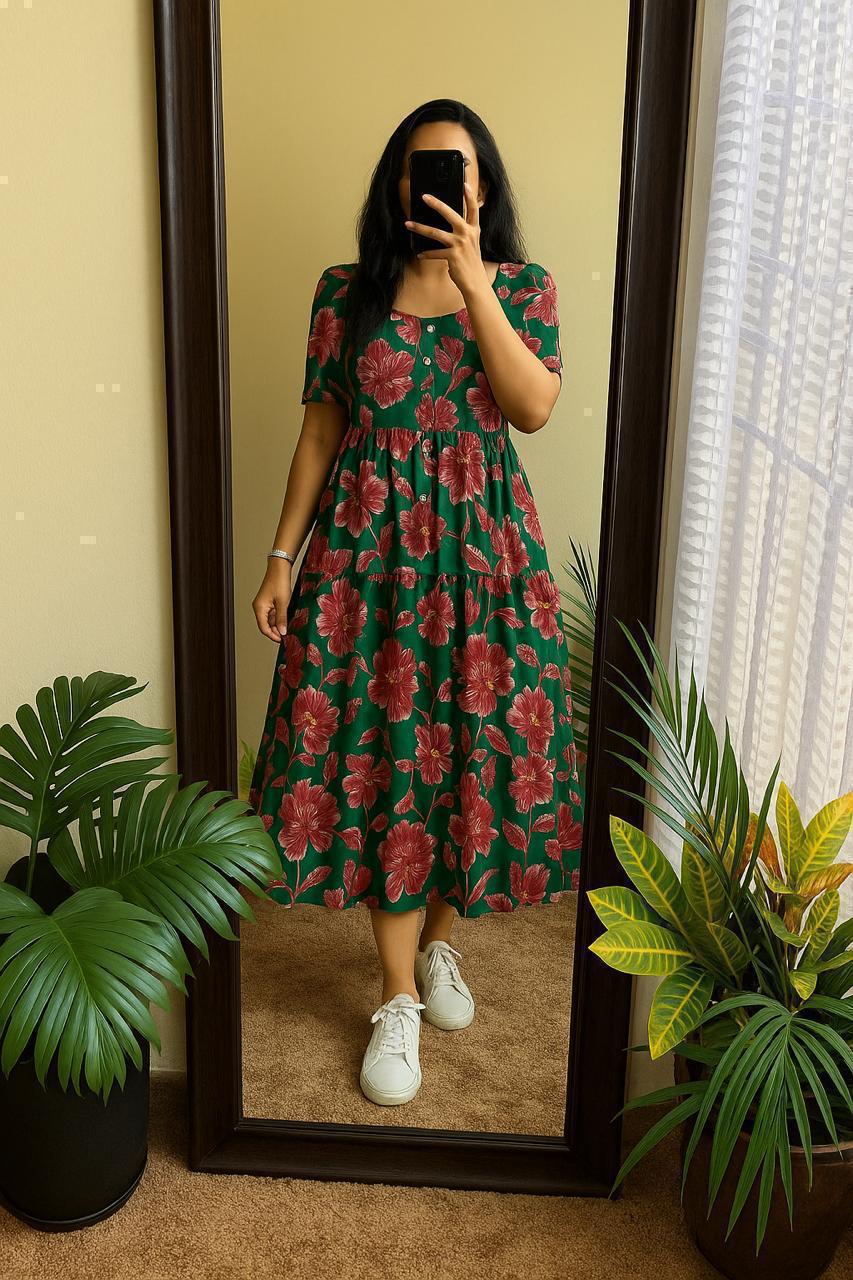 Midi Frock Printed Cotton