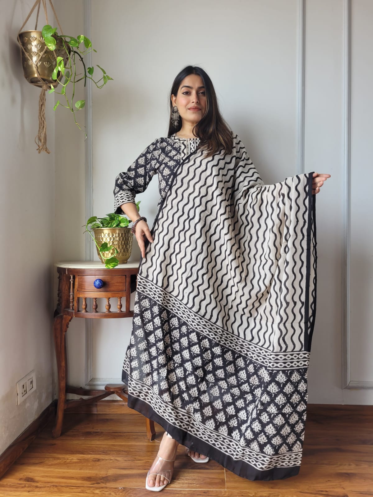 Premium Quality Handblock Print Cotton Suits Kurti Pant Dupatta Set