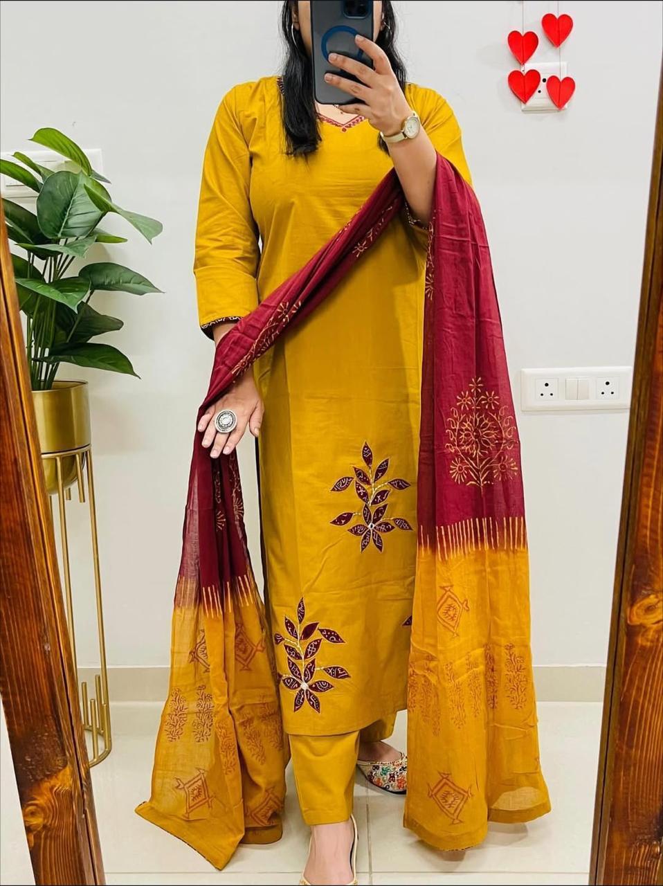 Jaipuri suits cotton kurti pant dupatta sanganeri print dress