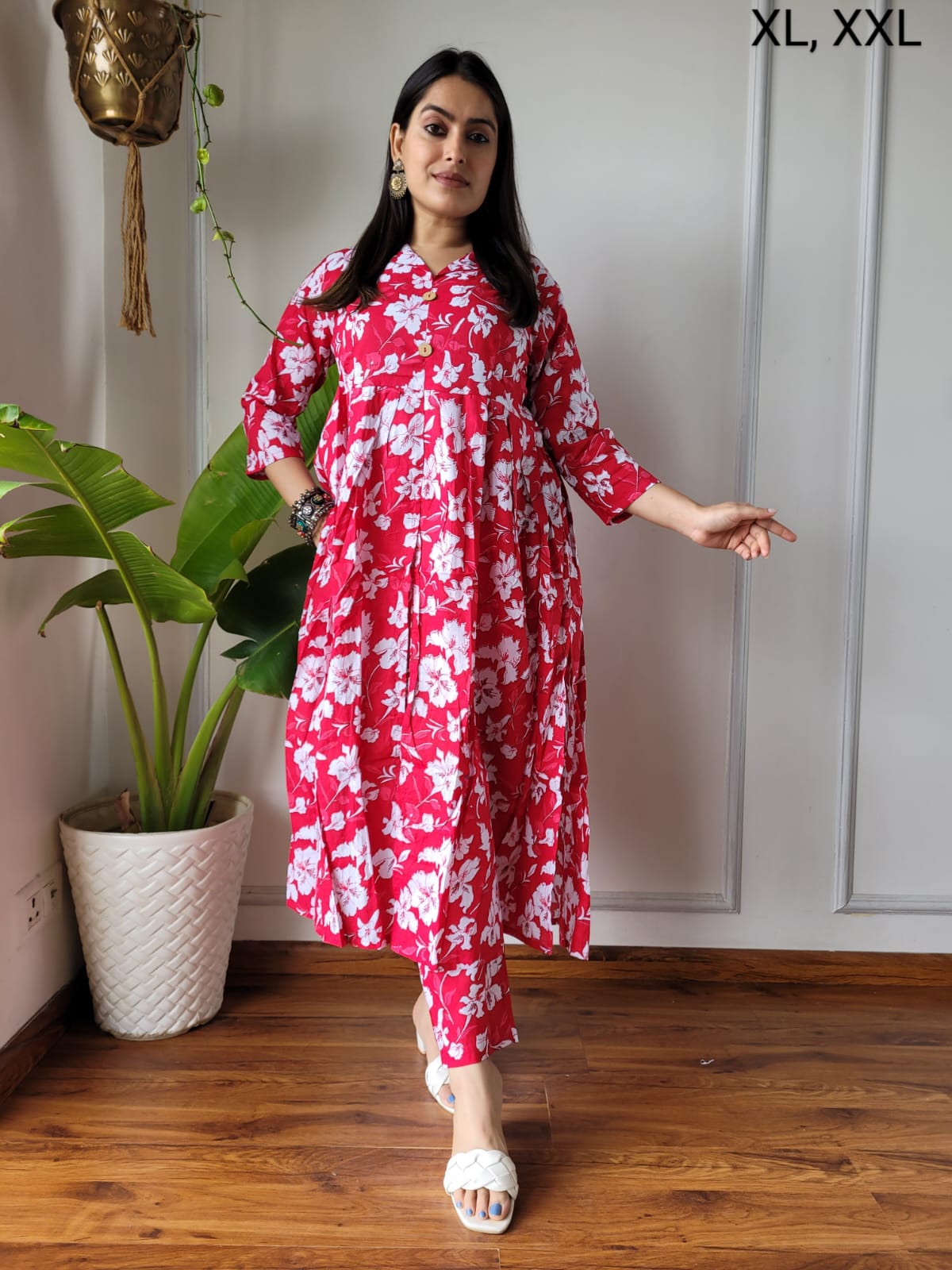 Nyra Cut Handblock Printed Cotton Kurti Pant Set Dress