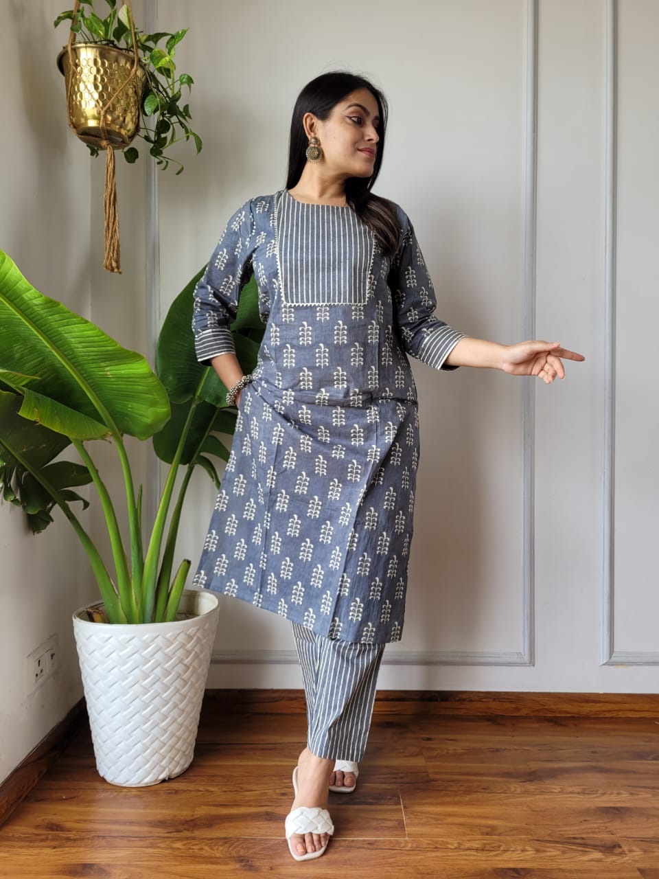 Handblock Print Cotton Kurti Pant