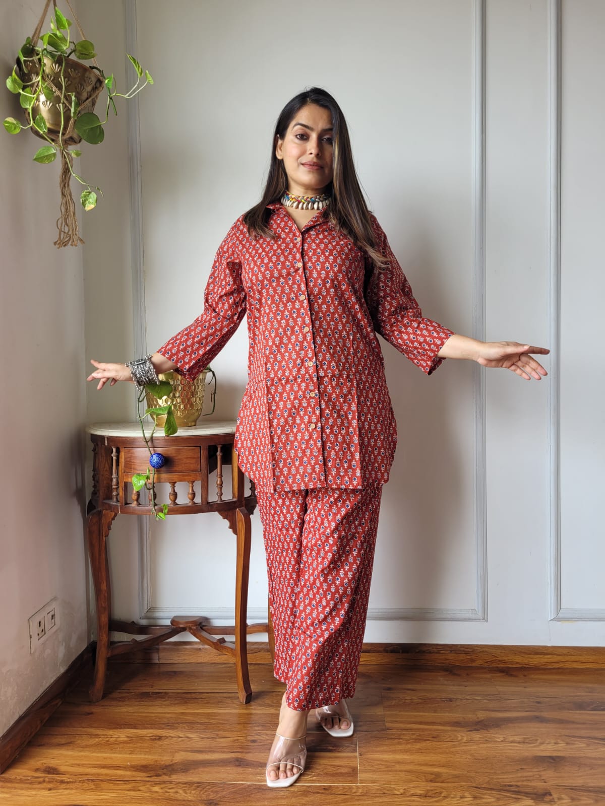 Pure Cotton Co-ord Set Handblock print Lounge Wear
