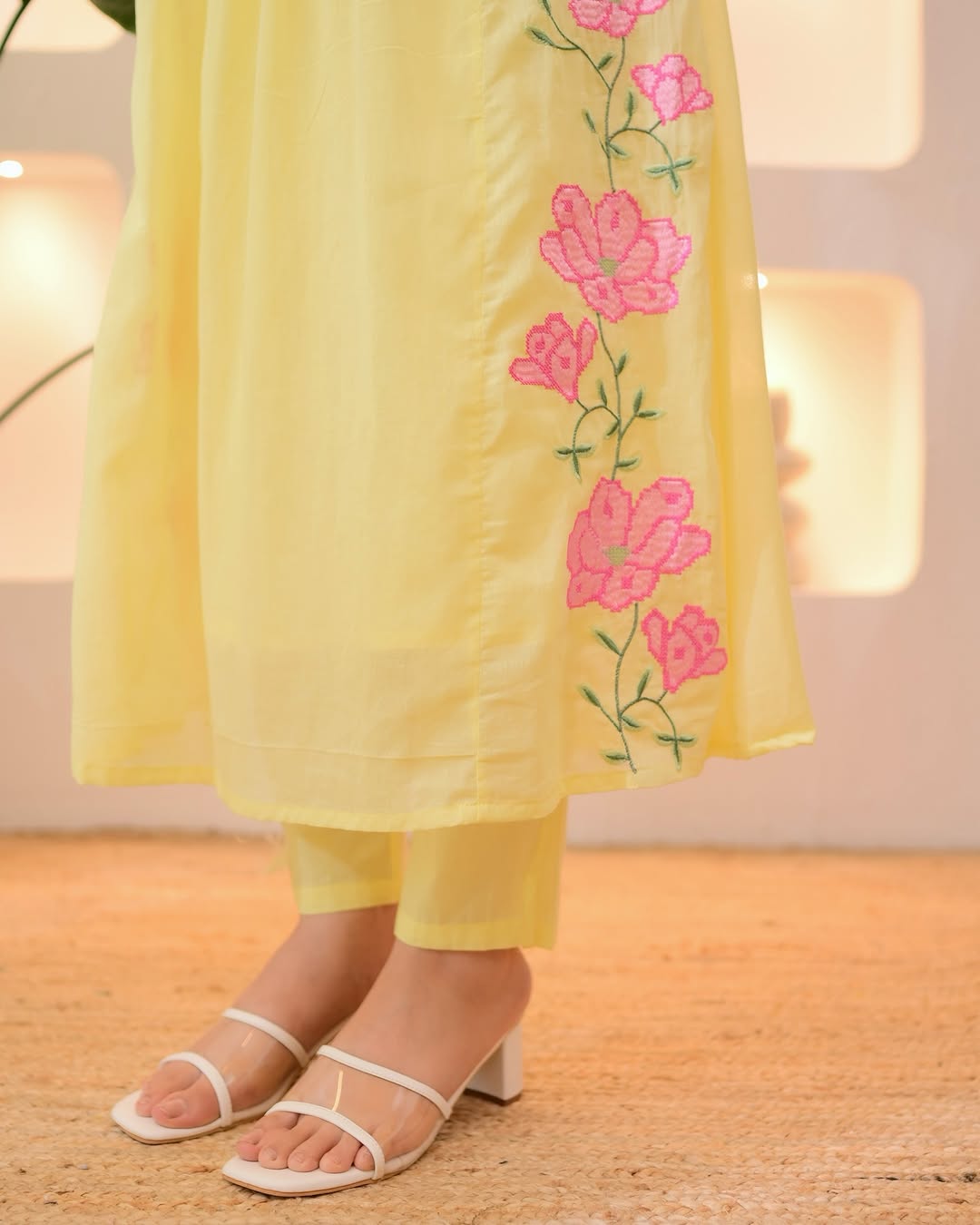 Featuring beautiful Heavy Cotton Suit Set which is beautifully decorated with weaving and embroidery with matching pants and dupatta