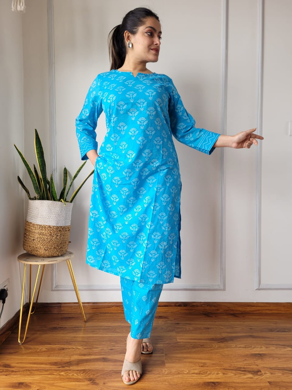 Handblock Print Cotton Kurti Pant