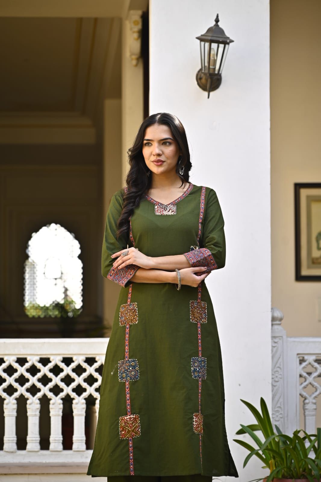 Cotton Kurti Pant with beautiful patch work