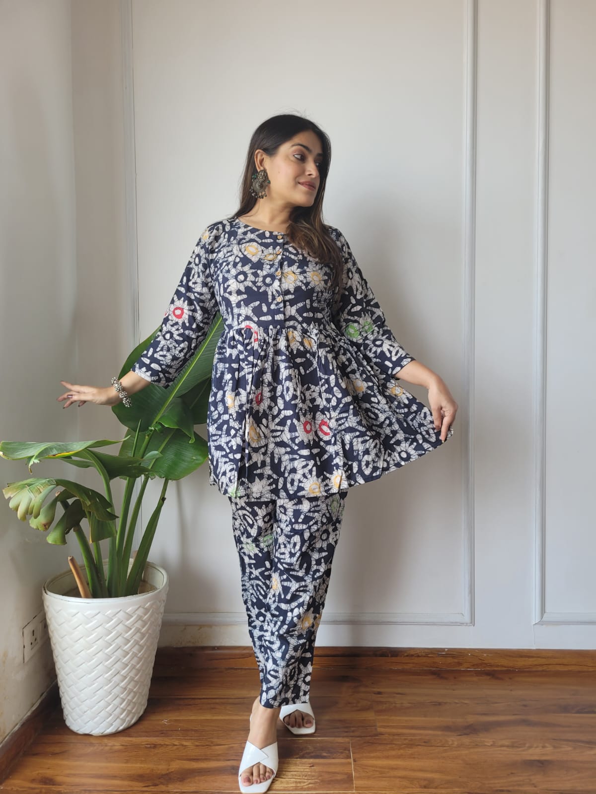 Cotton Handblock Print Women Co-ord Sets Kurti Pant