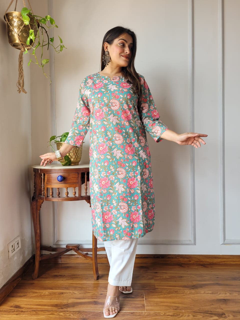Handblock Print Cotton Kurti Pant
