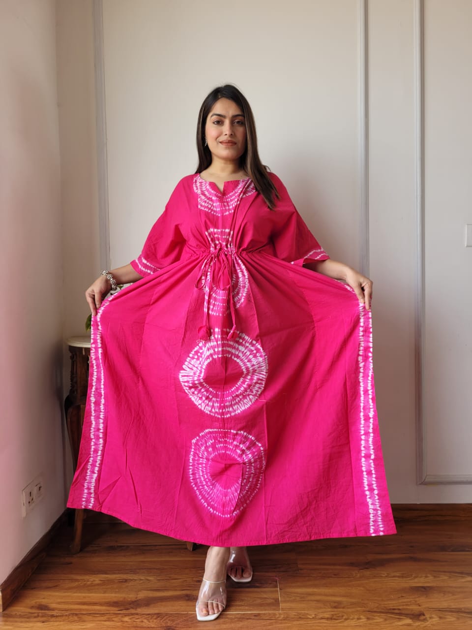 Pure Cotton Handblock Print Kaftan Maxi Night Wear Lounge Wear Night Gown Dress