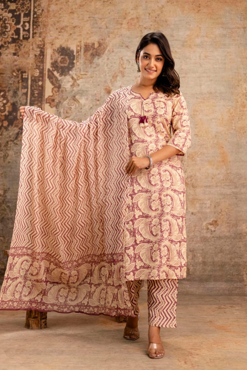 Jaipuri suits cotton kurti pant dupatta sanganeri print dress