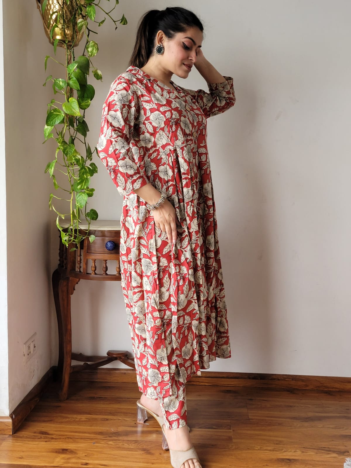 Nyra Cut Handblock Printed Cotton Kurti Pant Set Dress