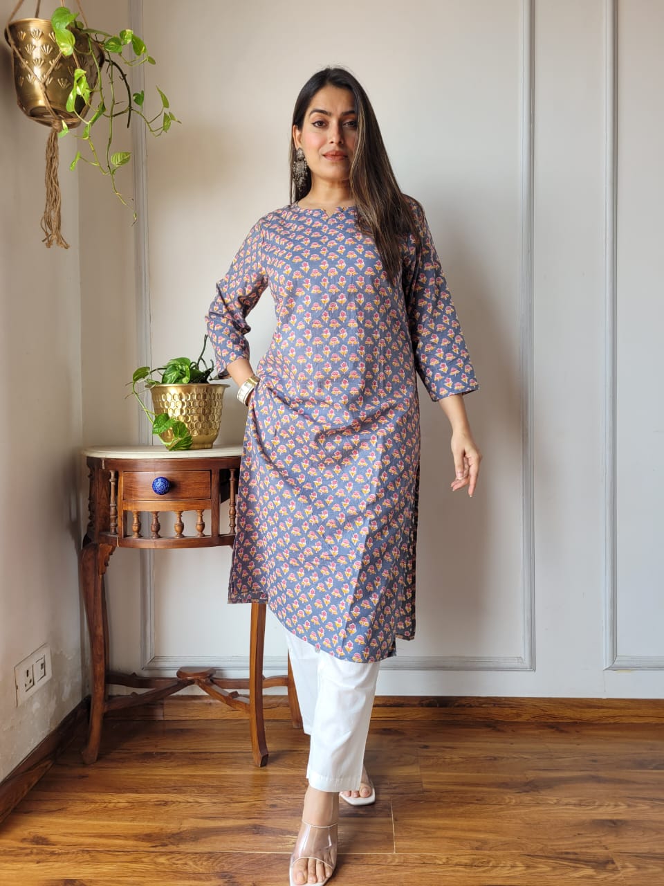 Handblock Print Cotton Kurti Pant