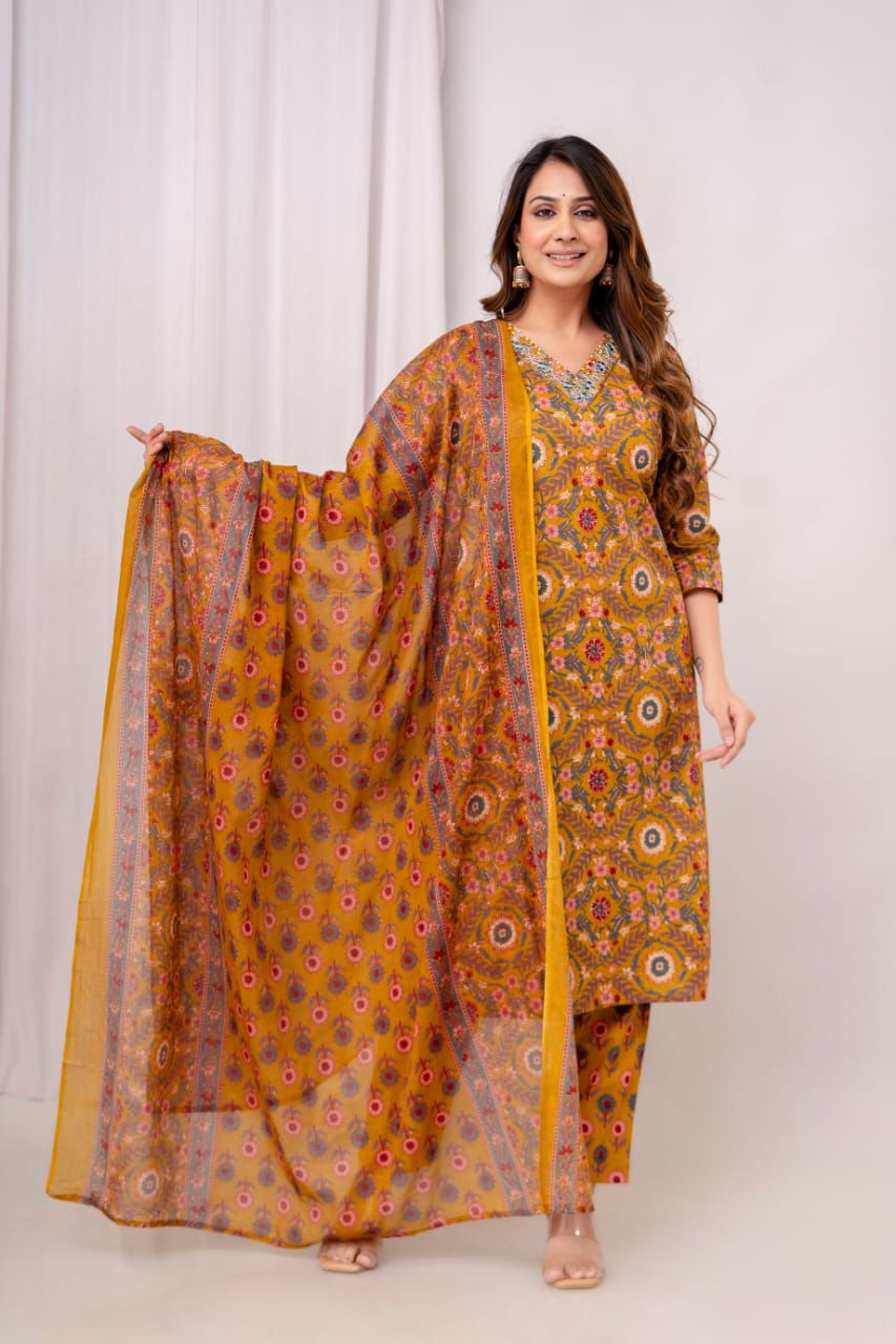 Jaipuri suits cotton kurti pant dupatta sanganeri print dress