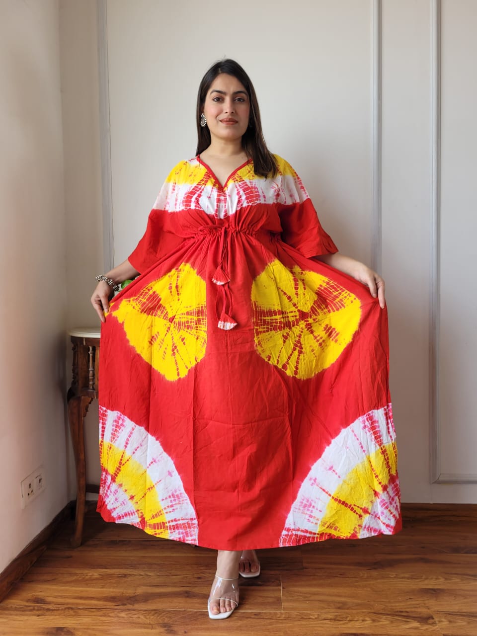 Pure Cotton Handblock Print Kaftan Maxi Night Wear Lounge Wear Night Gown Dress