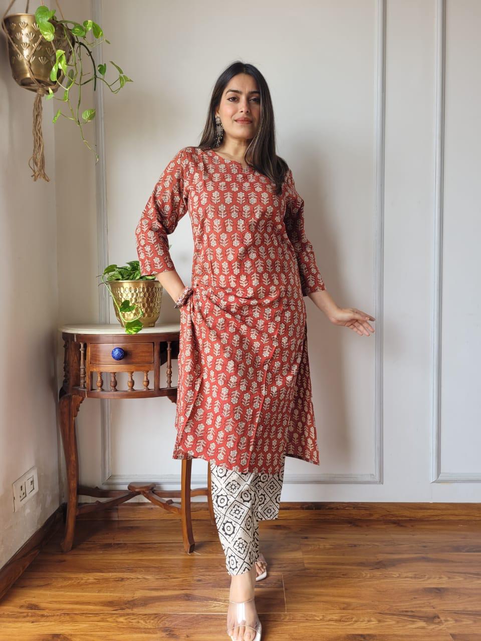 Handblock Print Cotton Kurti Pant