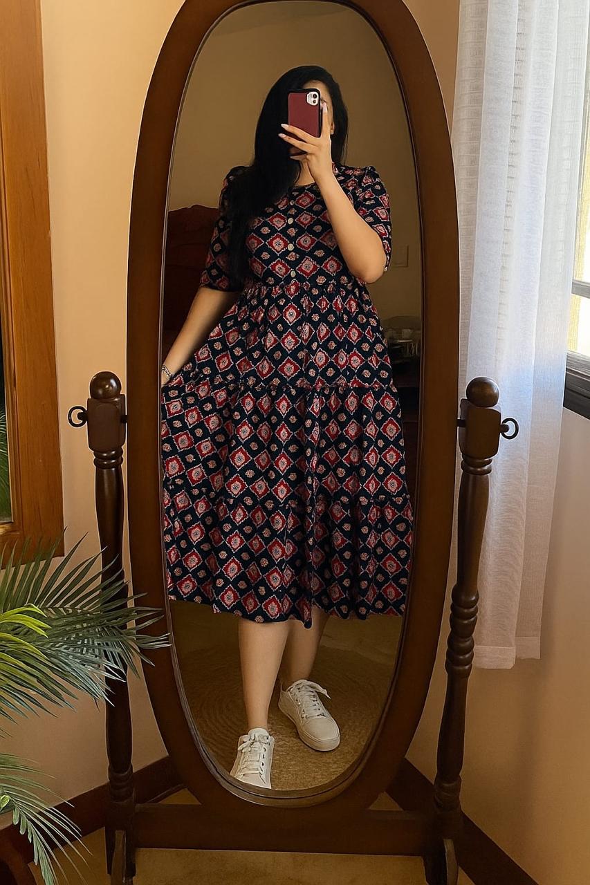 Printed Premium Cotton Midi Kurti Casual Wear