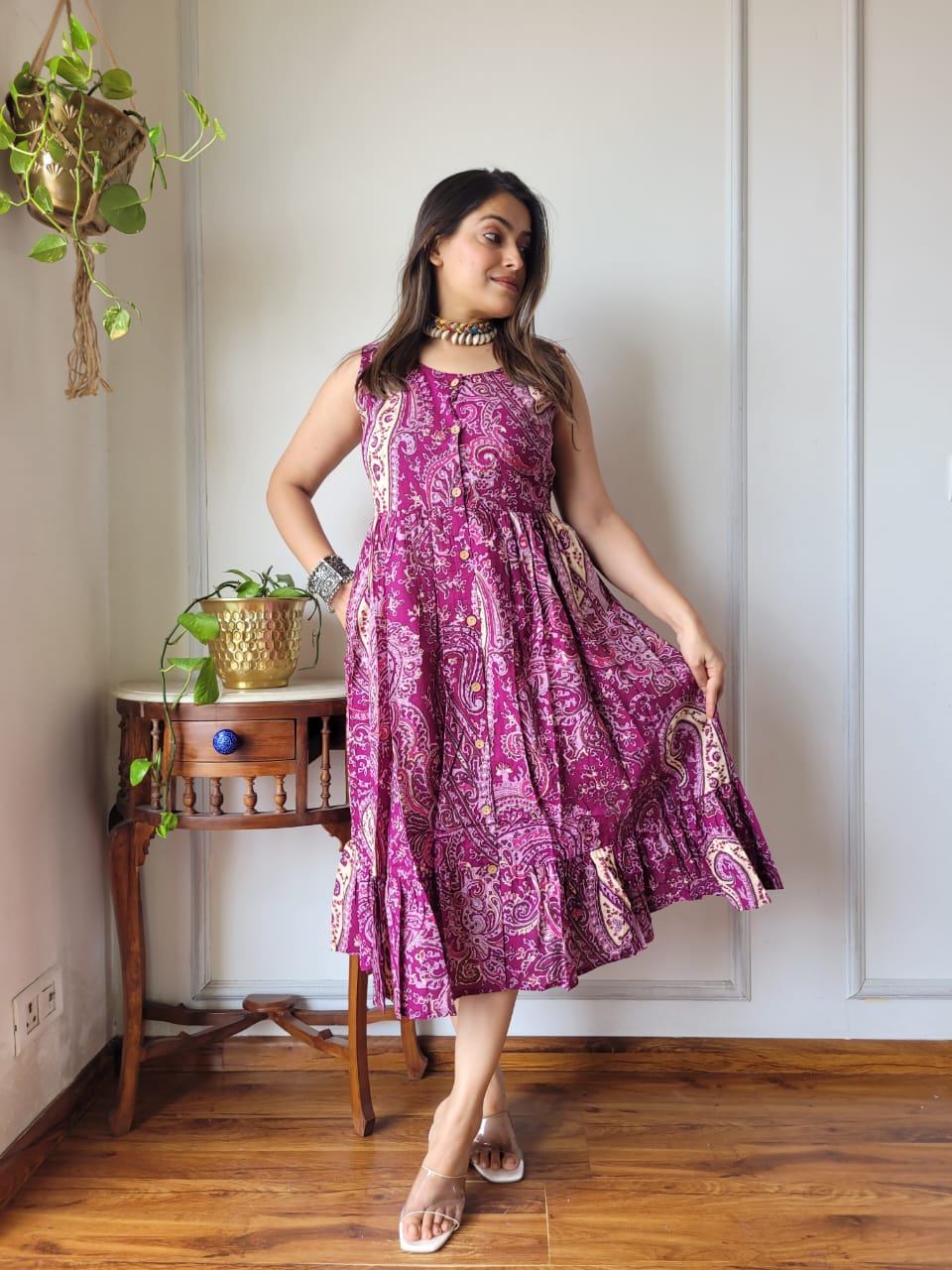 Premium Handblock Print Original Cotton Kurtis Sleeveless One Piece Dress