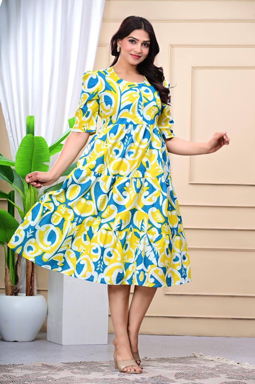 Printed Premium Cotton Midi Kurti Casual Wear