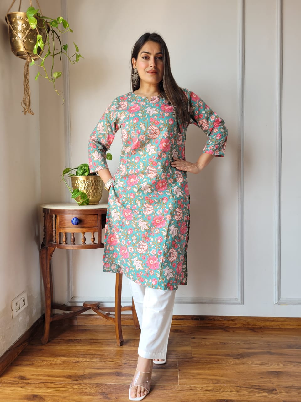 Handblock Print Cotton Kurti Pant