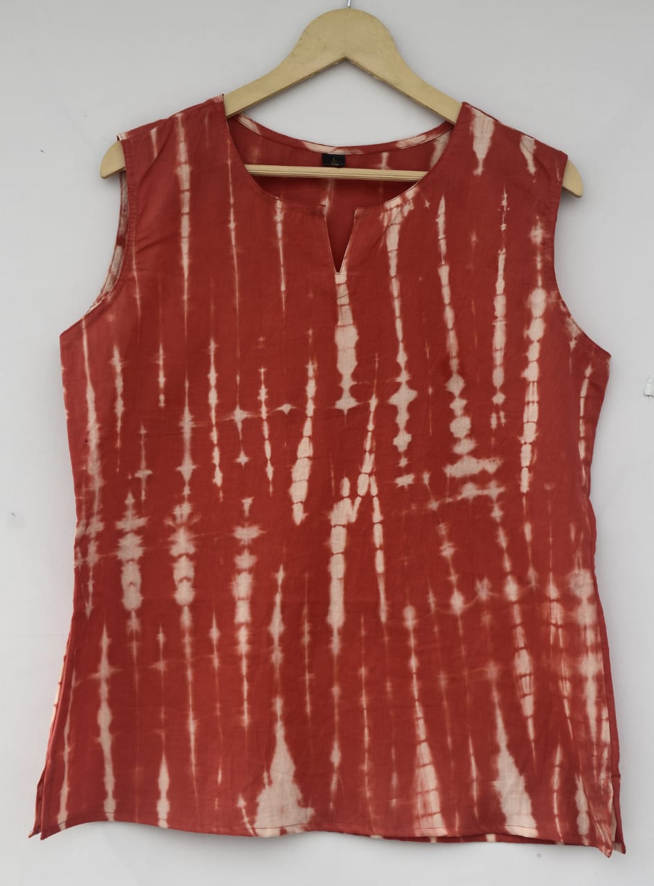 Cotton sleeveless tops kurti handblock print handmade natural colors