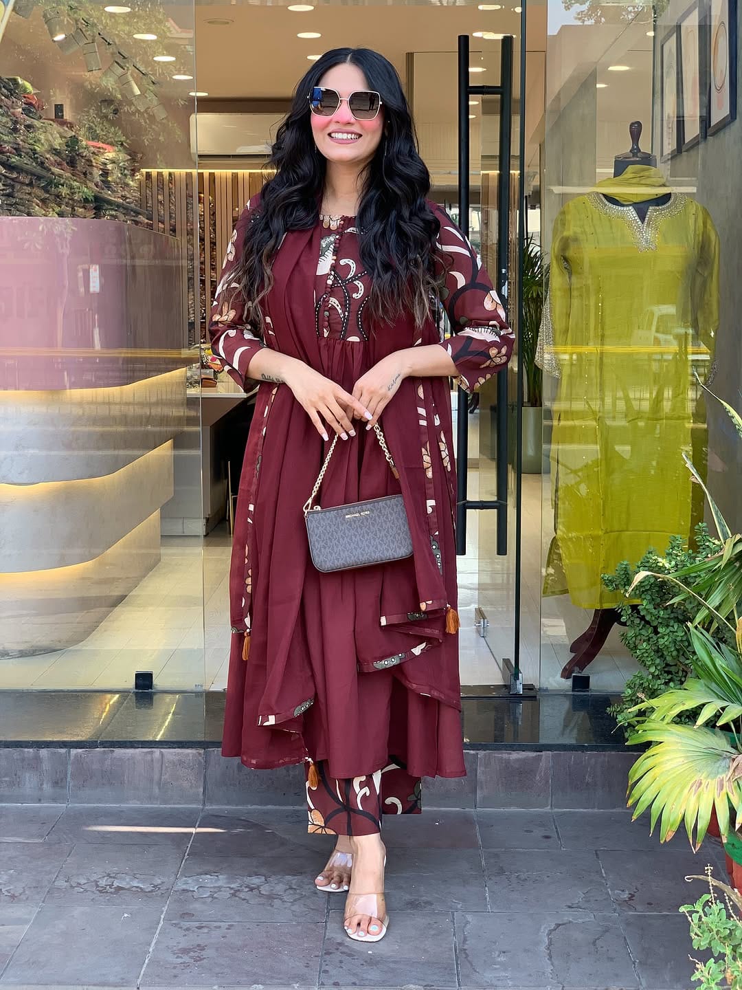 Heavy Kurti Pant Dupatta suit set which is beautiful decorated with intricate hand embroidery