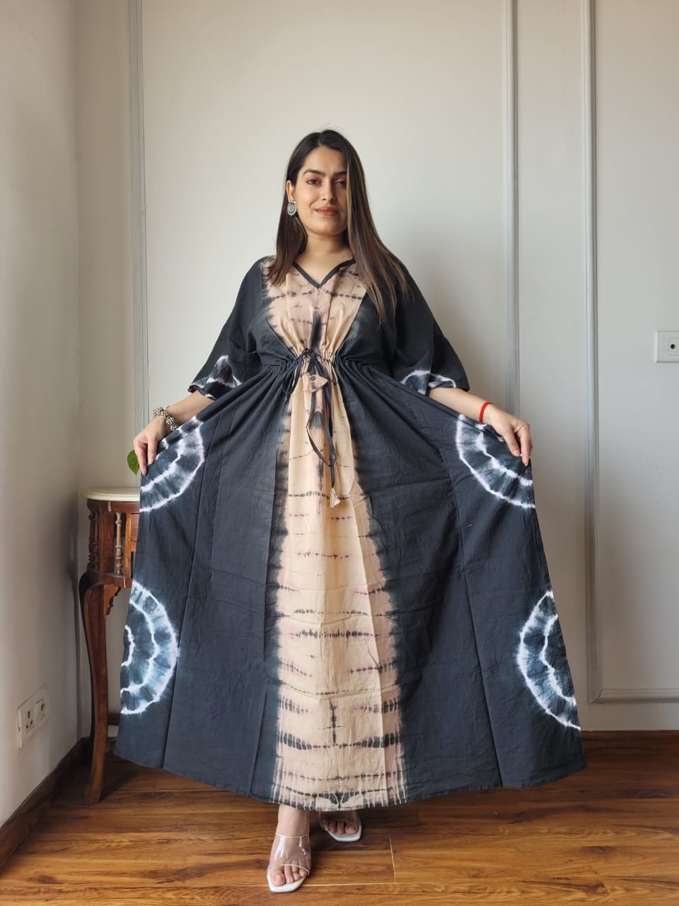 Pure Cotton Handblock Print Kaftan Maxi Night Wear Lounge Wear Night Gown Dress