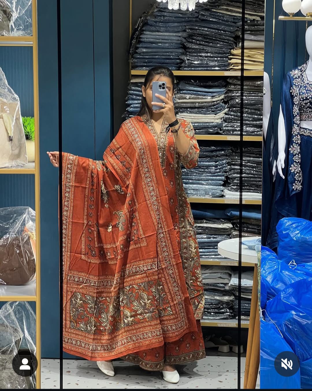 A Line plazzo set vibrant floral handblock print