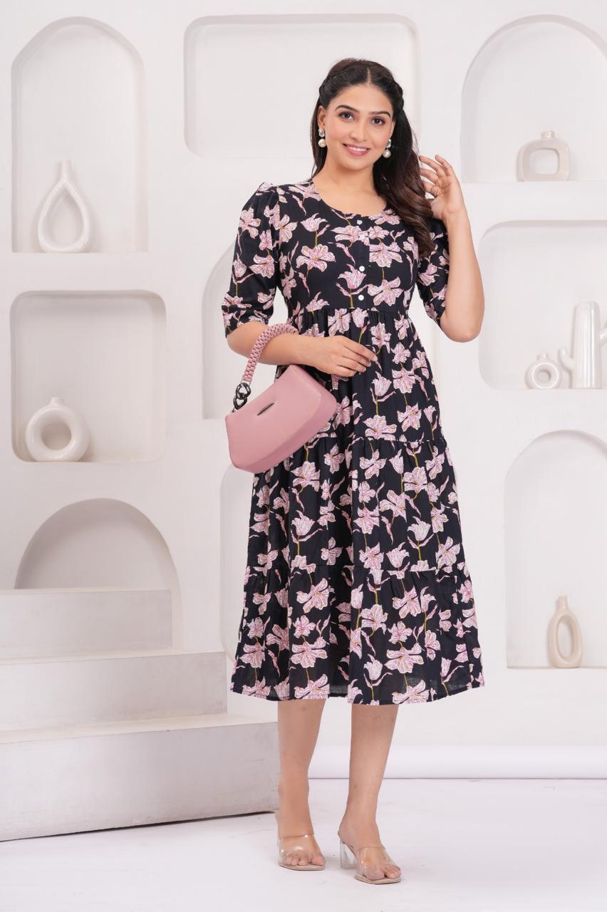 Printed Premium Cotton Midi Kurti Casual Wear