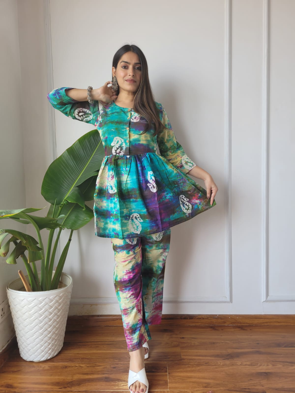 Cotton Handblock Print Women Co-ord Sets Kurti Pant