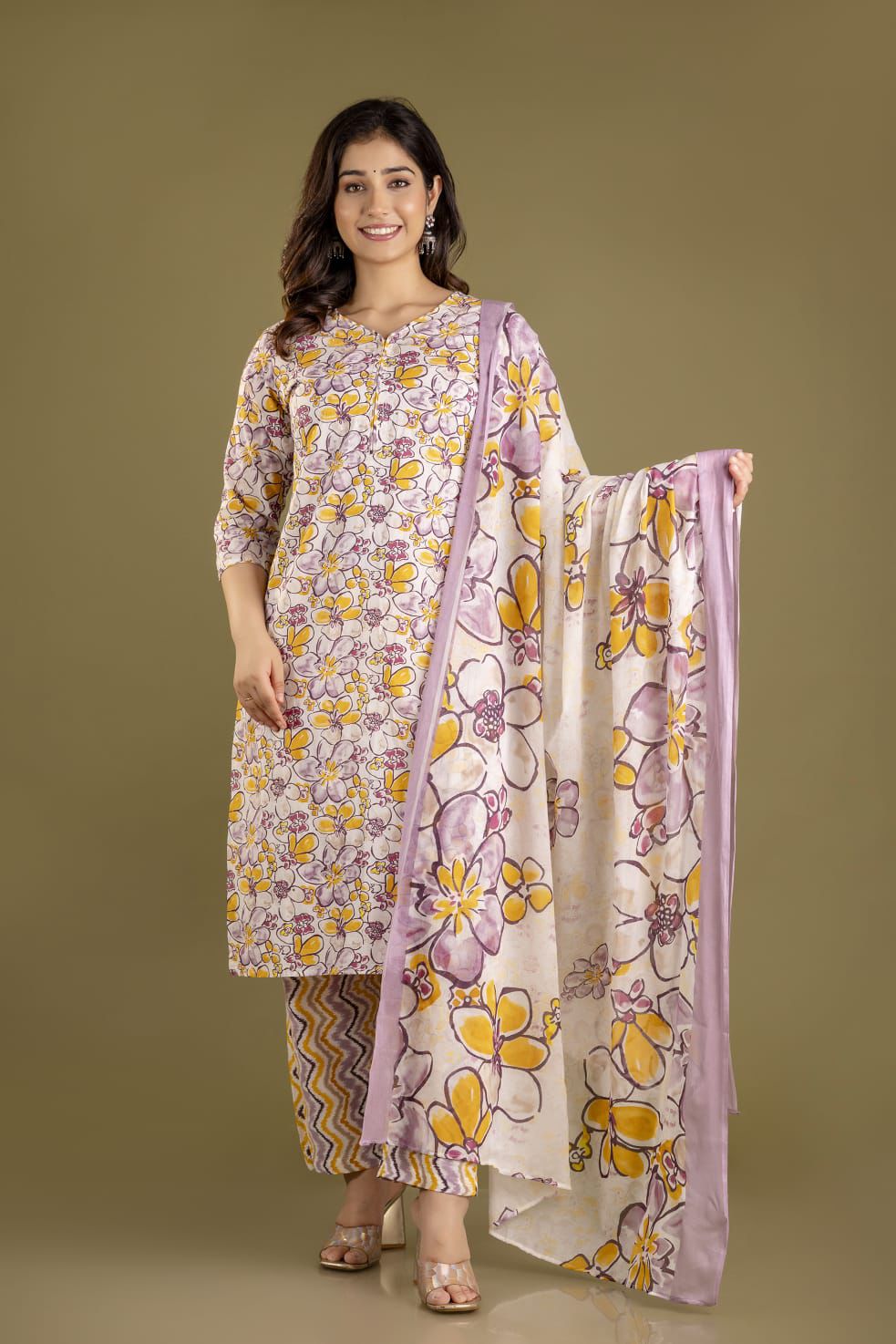 Jaipuri suits cotton kurti pant dupatta sanganeri print dress