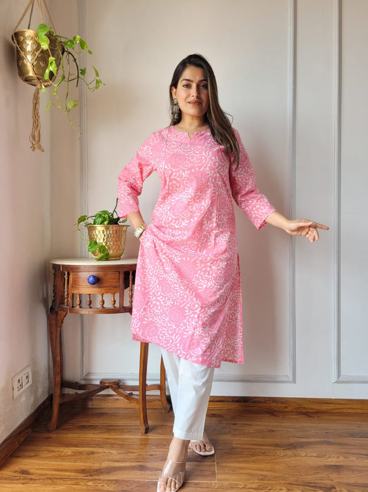 Handblock Print Cotton Kurti Pant