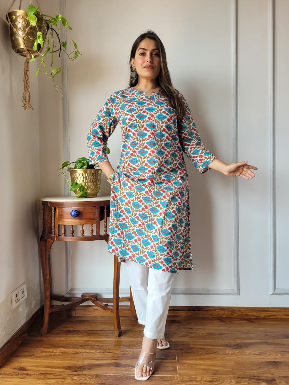 Handblock Print Cotton Kurti Pant