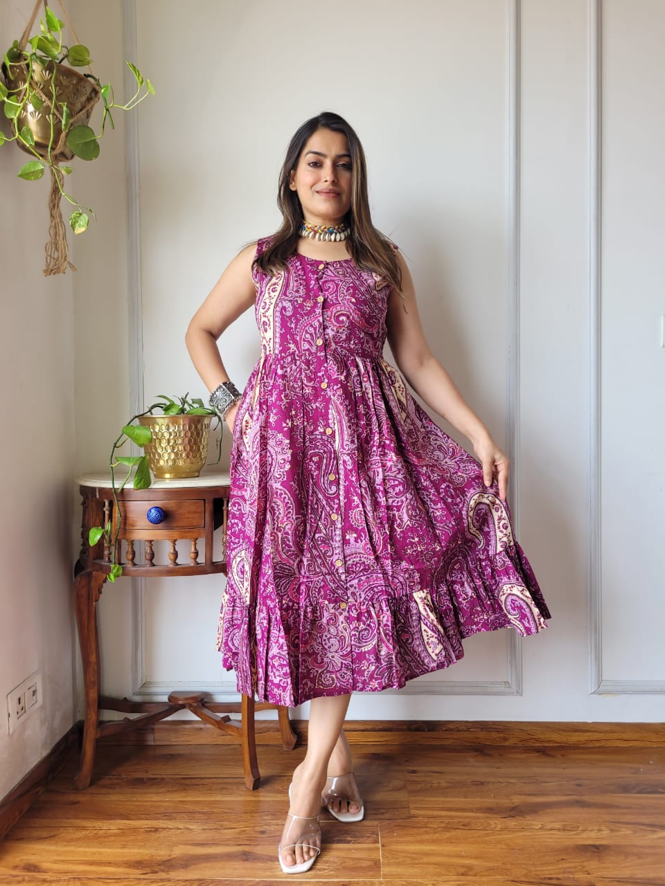 Premium Handblock Print Original Cotton Kurtis Sleeveless One Piece Dress